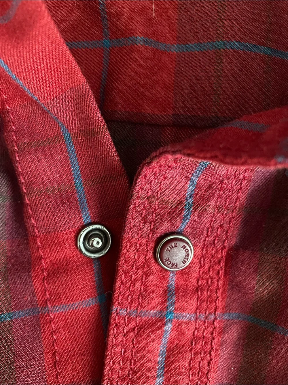 The North Face Red Plaid Long-Sleeve Snap Button-Down Shirt